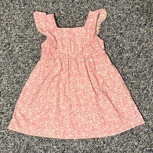 Pink Floral Ruffle-Shoulder Dress